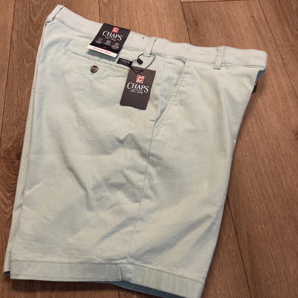 Chaps Men's Seacoast Wash Chino Shorts Stretch‎ Preppy Mint Size 36